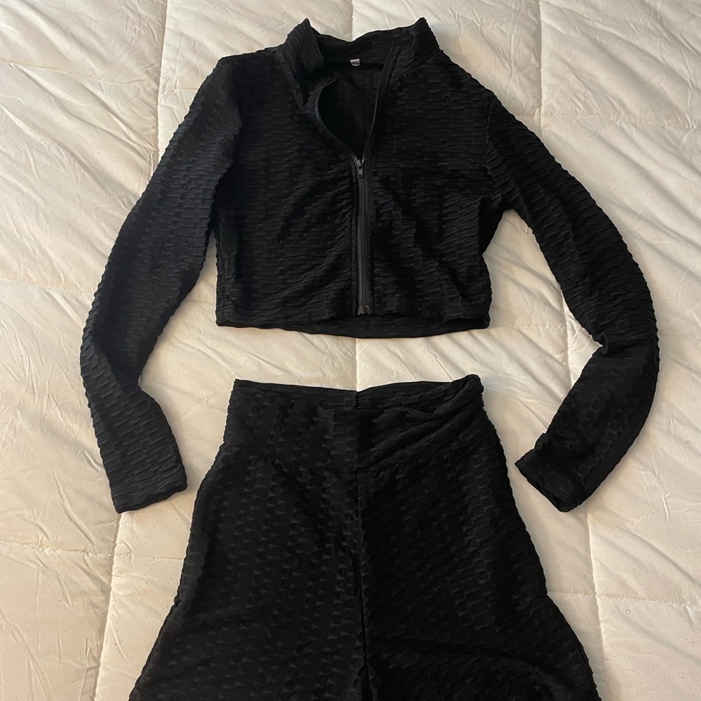 Two piece Crop Jacket and Biker Shorts set